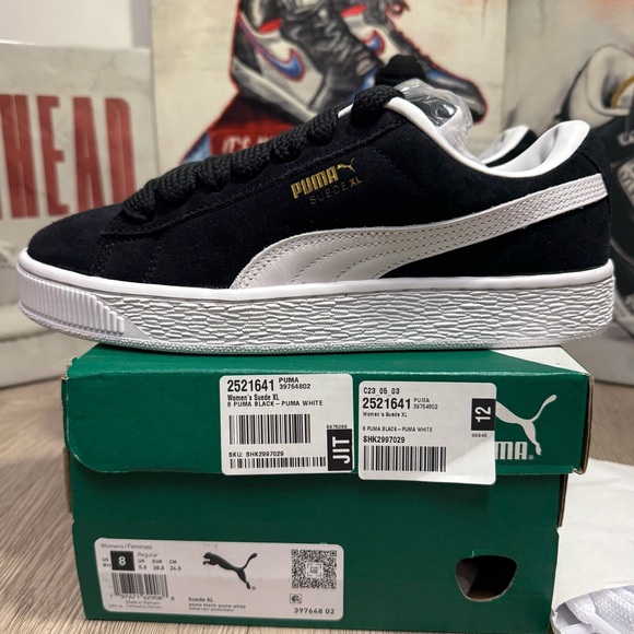 New Puma Women's Suede XL Black White Casual Sneakers Size 8 - Picture 4 of 15